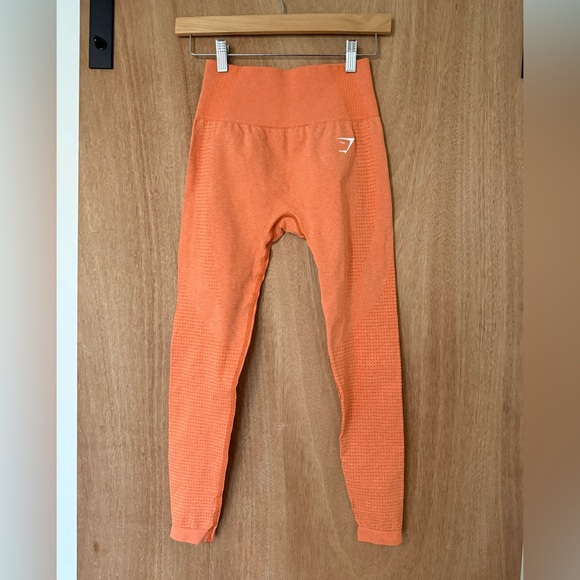 Gymshark Vital Crop Top long sleeve & leggings set apricot gym workout -S - Picture 4 of 15